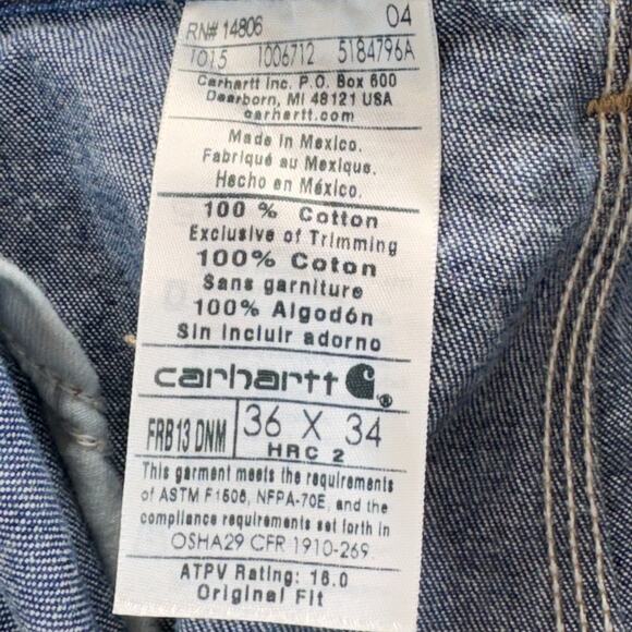 Carhartt Carpenter Jeans Men 36x32 NFPA 2112 Flame Resistant Workwear Cotton - Picture 11 of 16